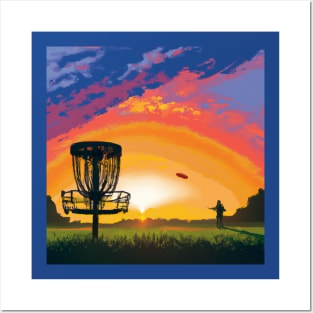 Disc Golf Against a Colorful Sunrise Posters and Art